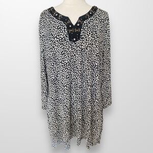 Maria Gabrielle Size 3X Top Shirt Tunic Stretch Slinky Flowy Long‎ Sleeve Beaded